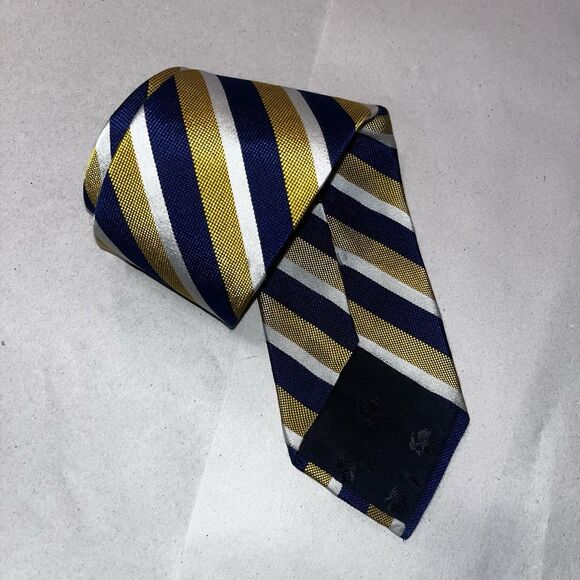 Brooks Brothers Blue Gold & White Stripe Men's Classic Tie EUC - Picture 7 of 7